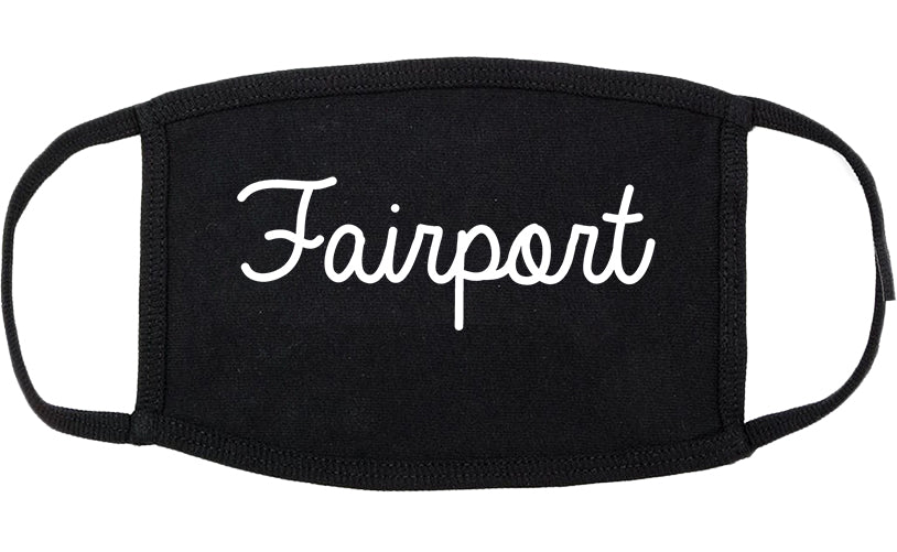 Fairport New York NY Script Cotton Face Mask Black