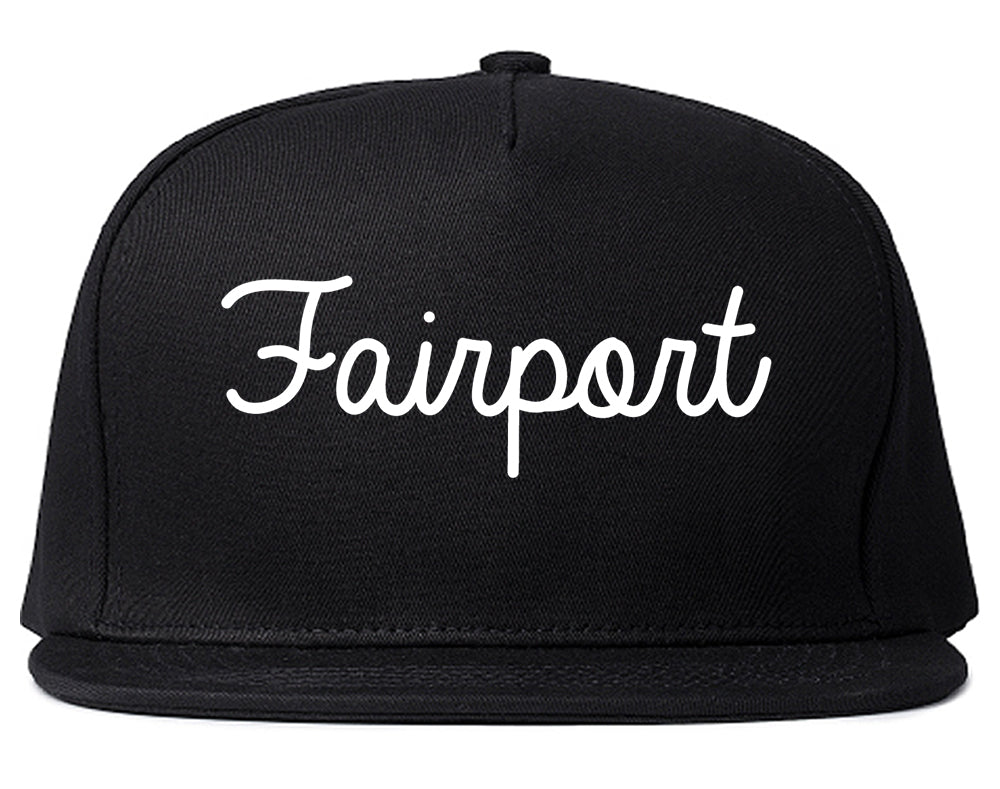 Fairport New York NY Script Mens Snapback Hat Black
