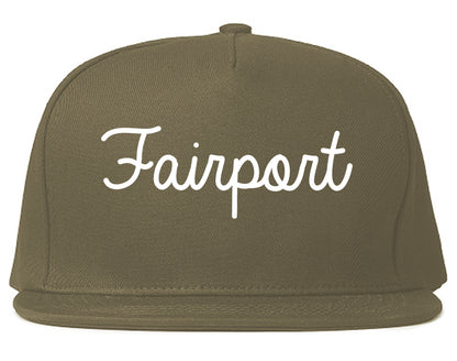 Fairport New York NY Script Mens Snapback Hat Grey