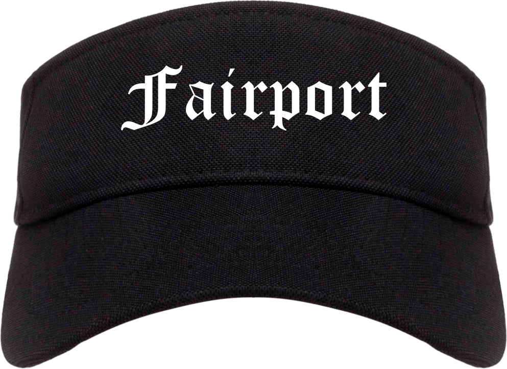 Fairport New York NY Old English Mens Visor Cap Hat Black