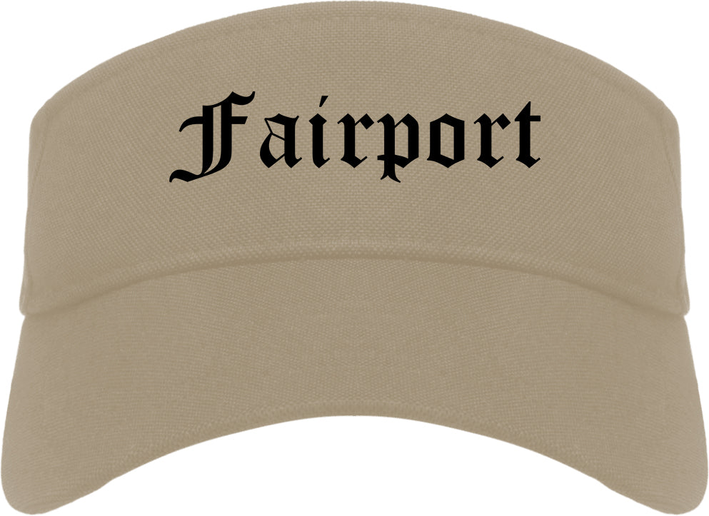 Fairport New York NY Old English Mens Visor Cap Hat Khaki