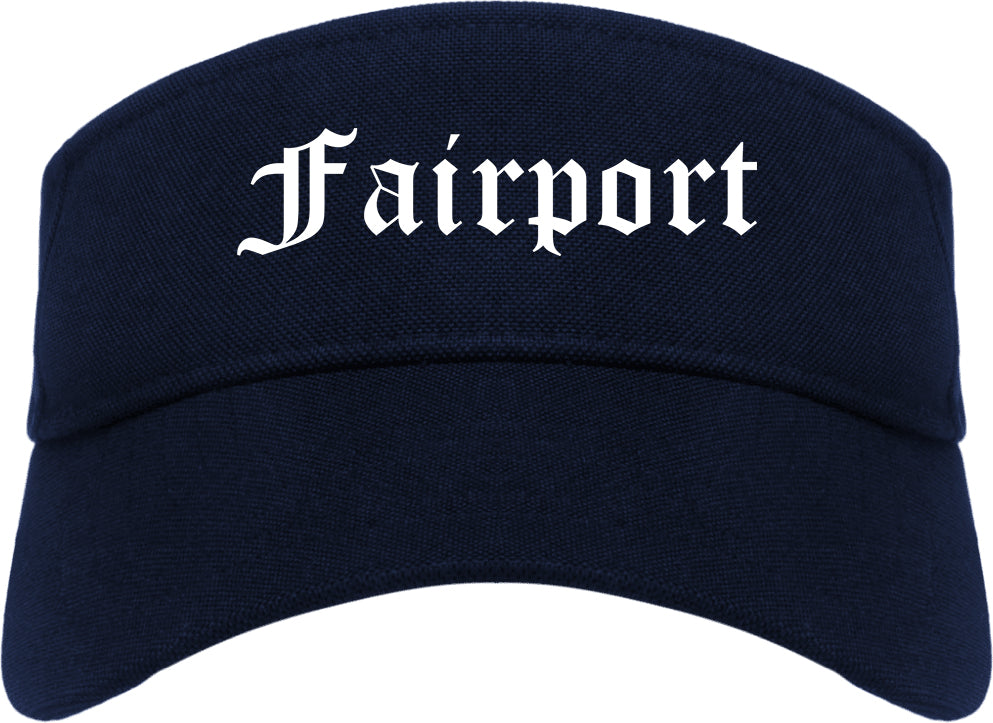 Fairport New York NY Old English Mens Visor Cap Hat Navy Blue