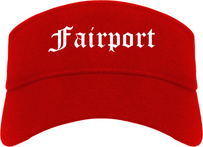 Fairport New York NY Old English Mens Visor Cap Hat Red