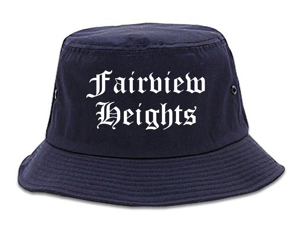 Fairview Heights Illinois IL Old English Mens Bucket Hat Navy Blue