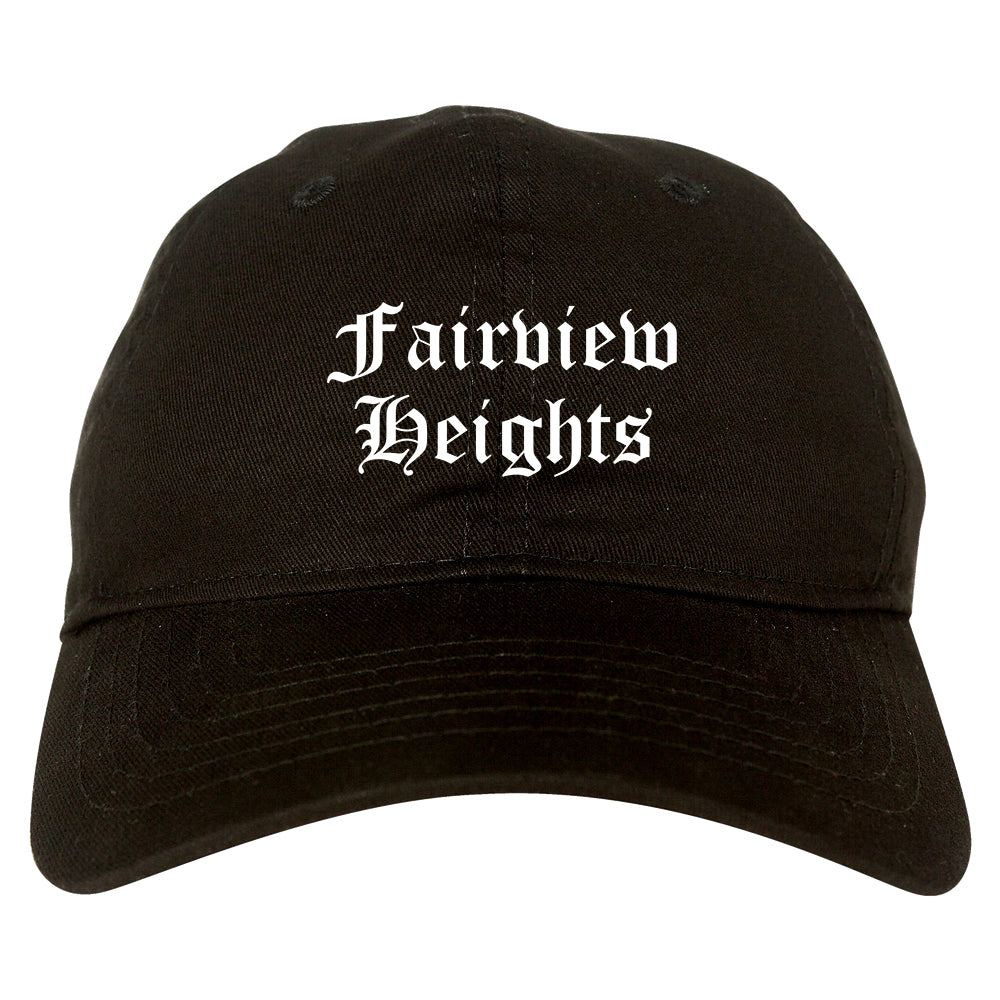 Fairview Heights Illinois IL Old English Mens Dad Hat Baseball Cap Black
