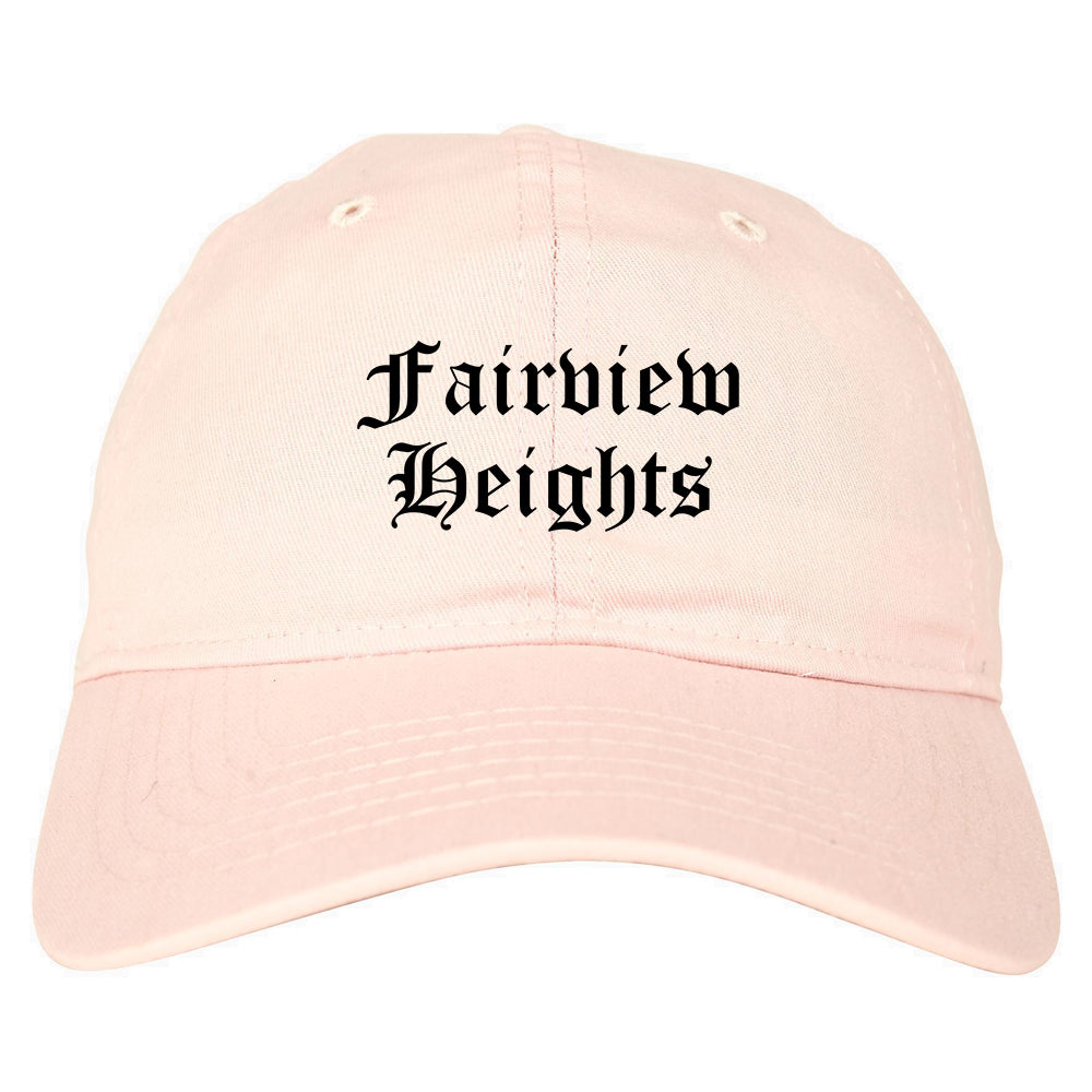 Fairview Heights Illinois IL Old English Mens Dad Hat Baseball Cap Pink