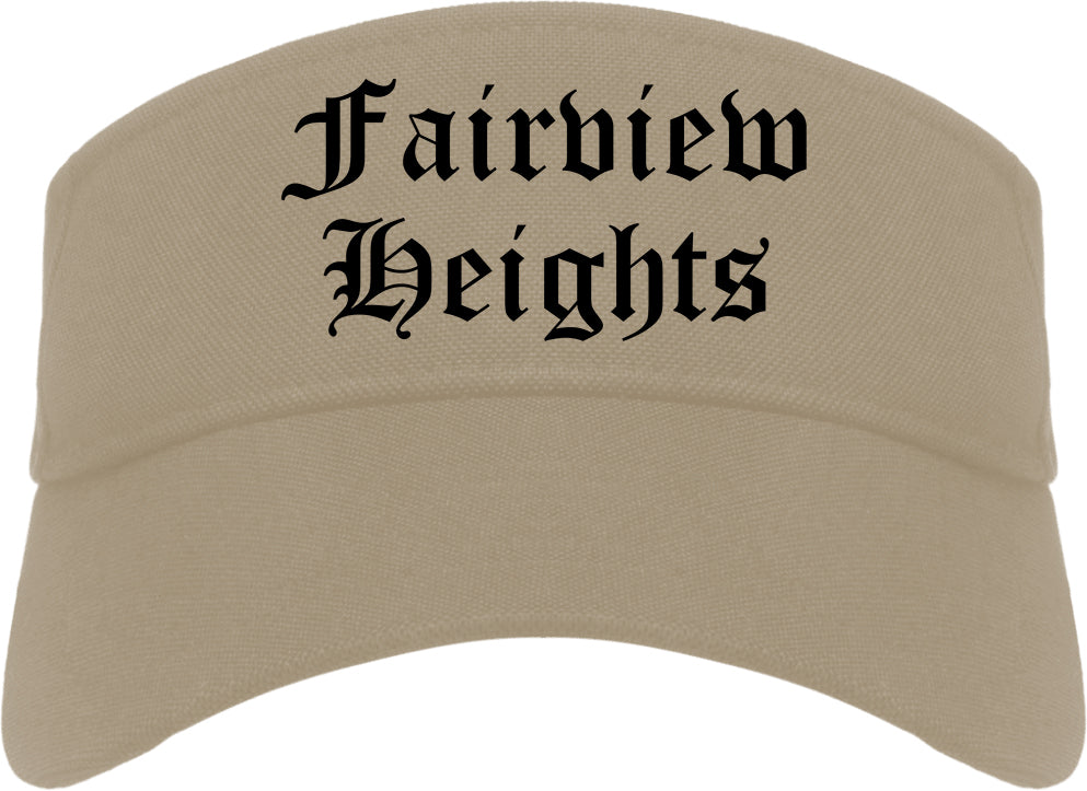 Fairview Heights Illinois IL Old English Mens Visor Cap Hat Khaki