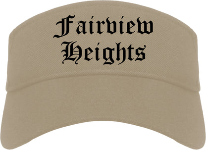 Fairview Heights Illinois IL Old English Mens Visor Cap Hat Khaki