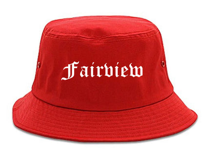 Fairview New Jersey NJ Old English Mens Bucket Hat Red