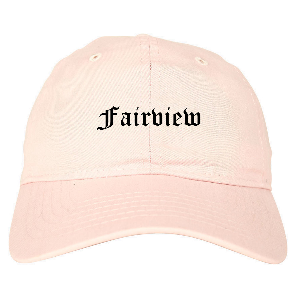 Fairview New Jersey NJ Old English Mens Dad Hat Baseball Cap Pink