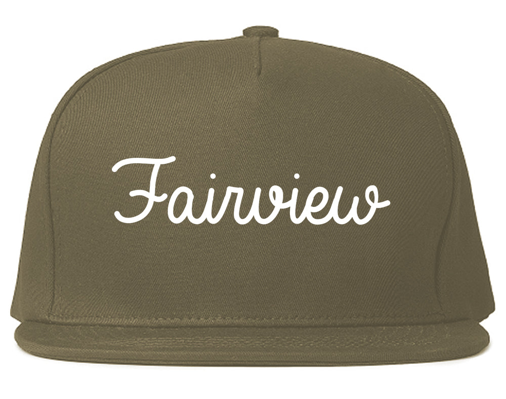 Fairview New Jersey NJ Script Mens Snapback Hat Grey