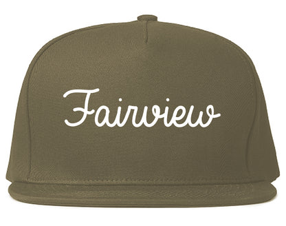 Fairview New Jersey NJ Script Mens Snapback Hat Grey