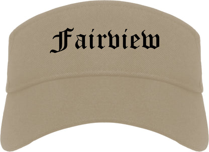 Fairview New Jersey NJ Old English Mens Visor Cap Hat Khaki