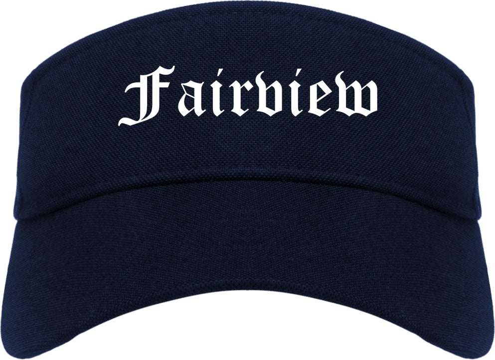 Fairview New Jersey NJ Old English Mens Visor Cap Hat Navy Blue