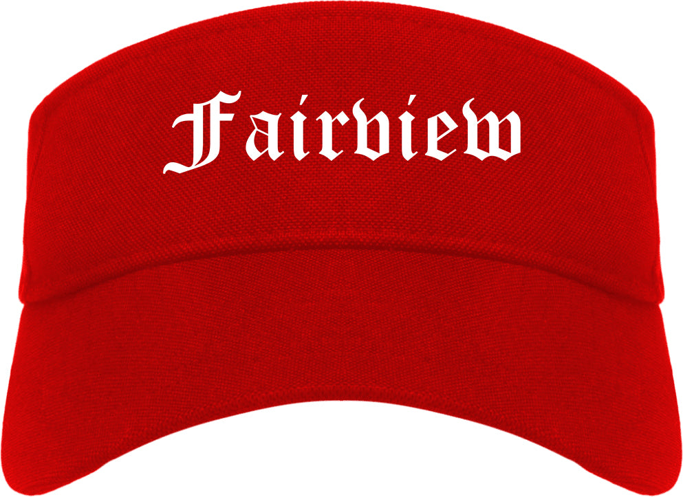 Fairview New Jersey NJ Old English Mens Visor Cap Hat Red