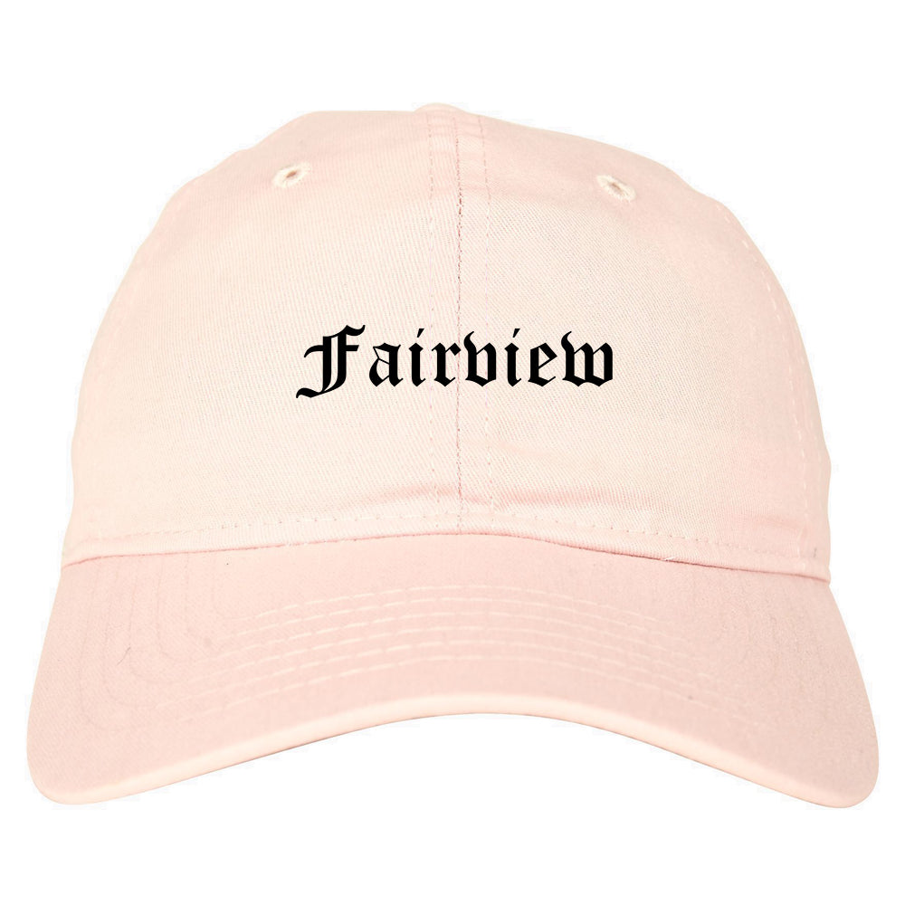 Fairview North Carolina NC Old English Mens Dad Hat Baseball Cap Pink