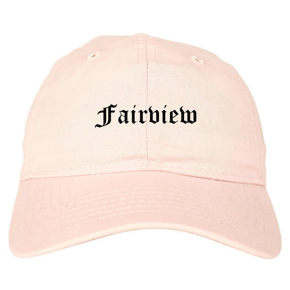 Fairview North Carolina NC Old English Mens Dad Hat Baseball Cap Pink