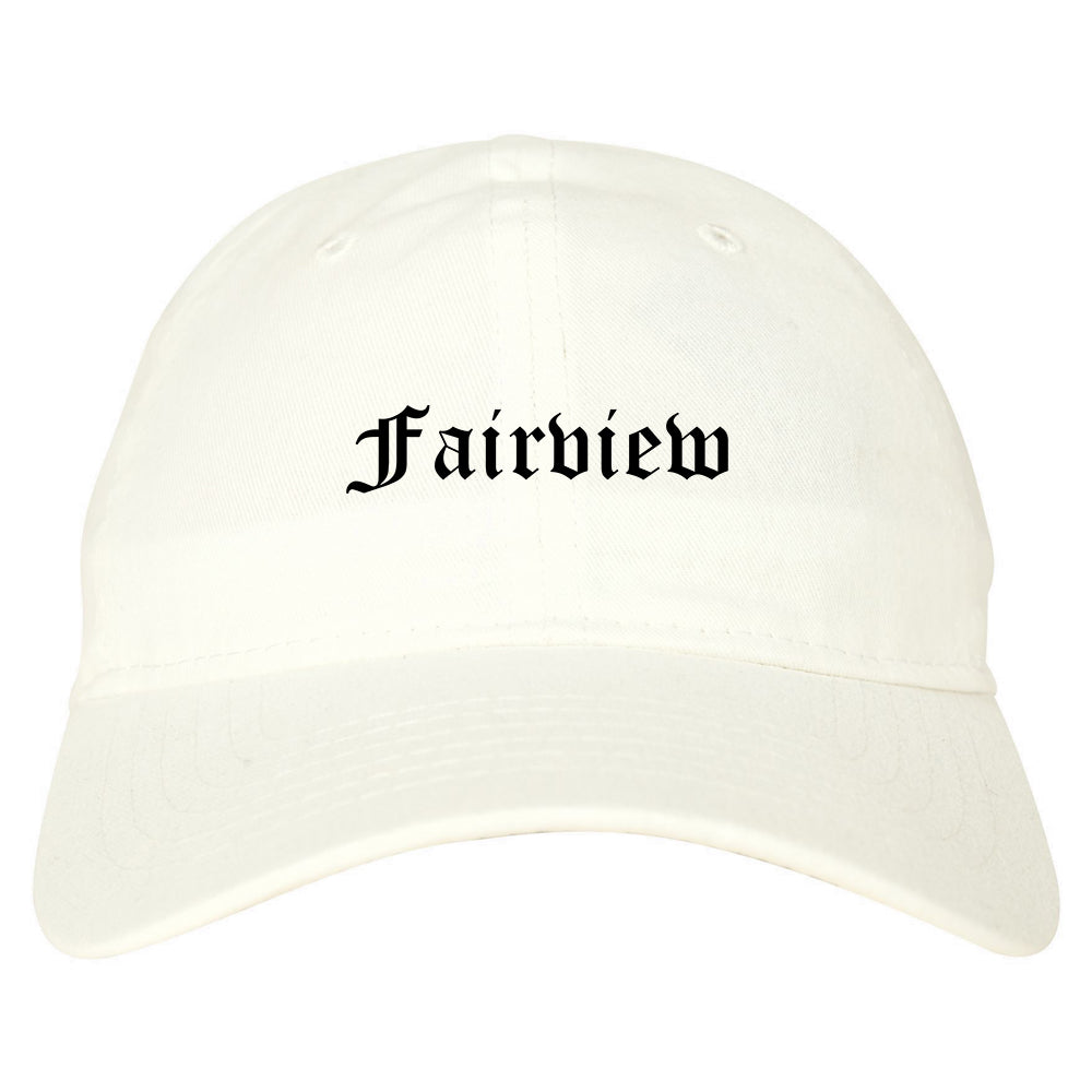 Fairview North Carolina NC Old English Mens Dad Hat Baseball Cap White