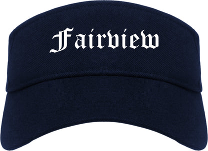 Fairview North Carolina NC Old English Mens Visor Cap Hat Navy Blue