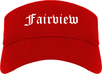 Fairview North Carolina NC Old English Mens Visor Cap Hat Red