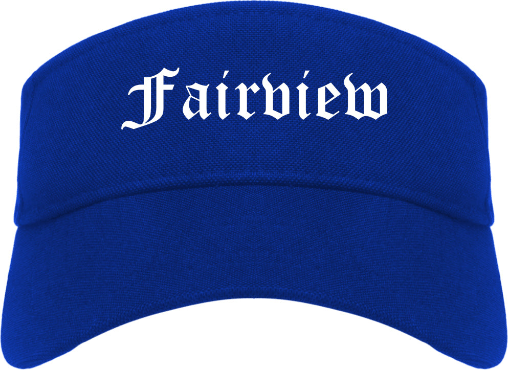Fairview North Carolina NC Old English Mens Visor Cap Hat Royal Blue