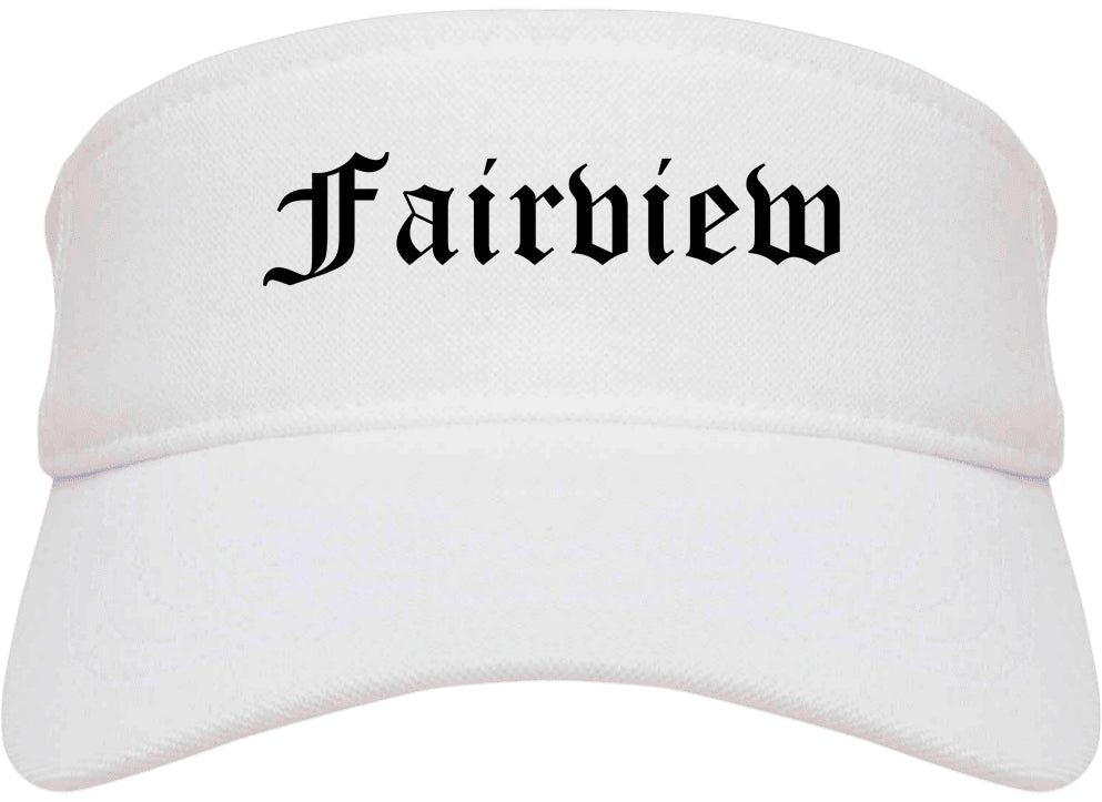 Fairview North Carolina NC Old English Mens Visor Cap Hat White