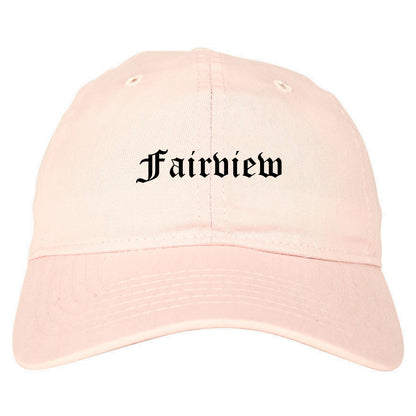 Fairview Oregon OR Old English Mens Dad Hat Baseball Cap Pink
