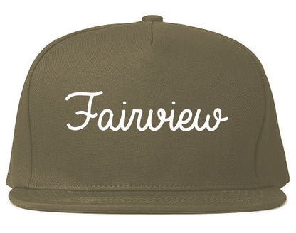 Fairview Oregon OR Script Mens Snapback Hat Grey