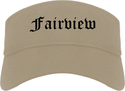 Fairview Oregon OR Old English Mens Visor Cap Hat Khaki