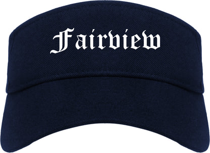 Fairview Oregon OR Old English Mens Visor Cap Hat Navy Blue