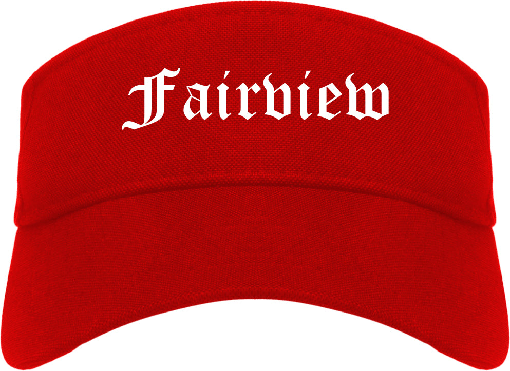 Fairview Oregon OR Old English Mens Visor Cap Hat Red