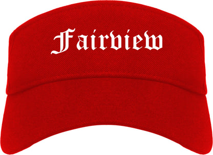 Fairview Oregon OR Old English Mens Visor Cap Hat Red