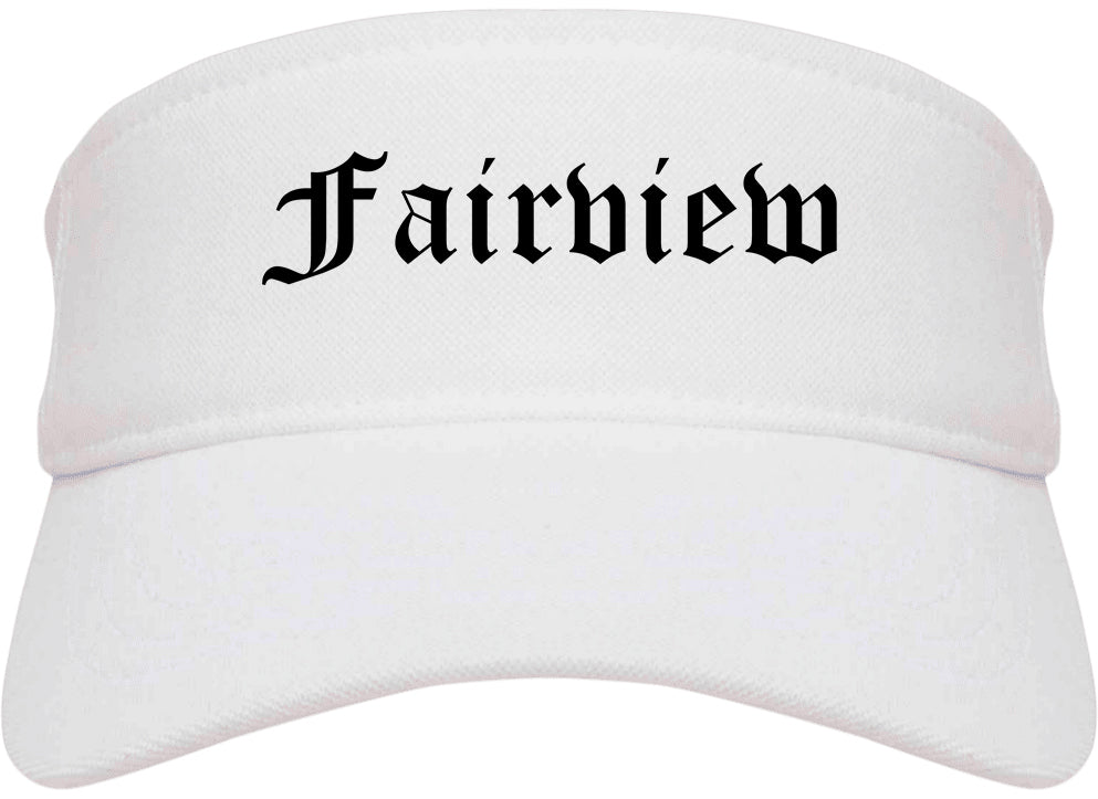 Fairview Oregon OR Old English Mens Visor Cap Hat White