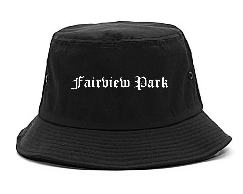 Fairview Park Ohio OH Old English Mens Bucket Hat Black