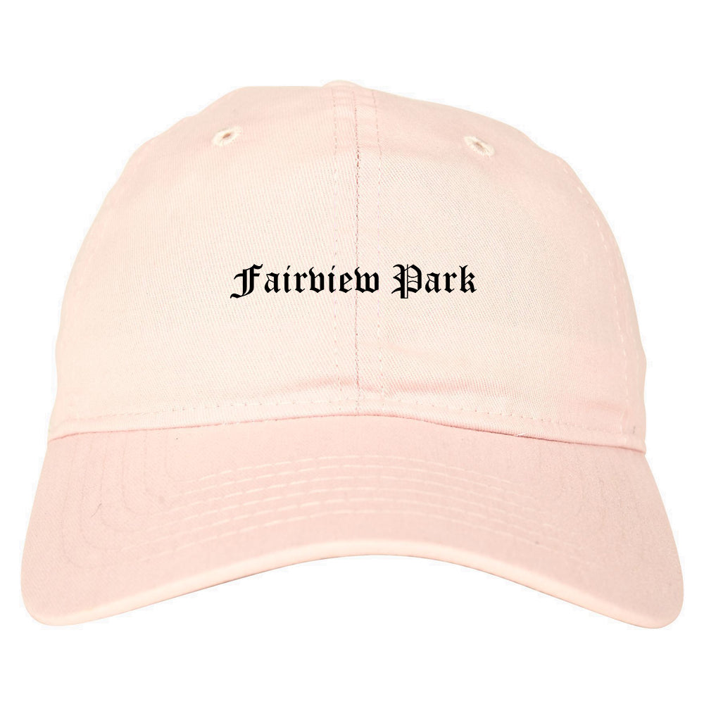 Fairview Park Ohio OH Old English Mens Dad Hat Baseball Cap Pink