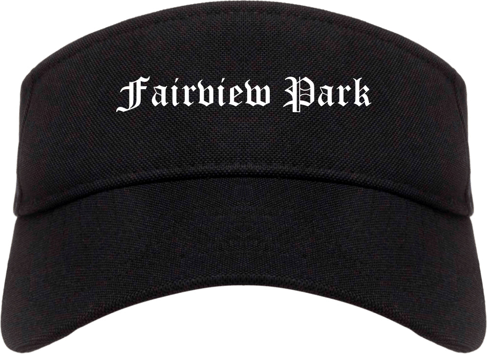 Fairview Park Ohio OH Old English Mens Visor Cap Hat Black