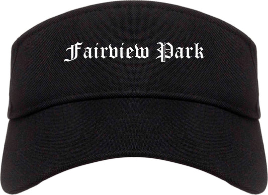 Fairview Park Ohio OH Old English Mens Visor Cap Hat Black