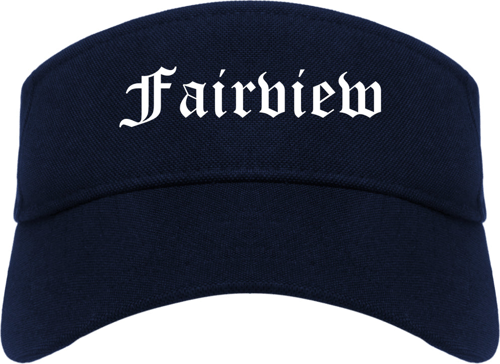 Fairview Texas TX Old English Mens Visor Cap Hat Navy Blue