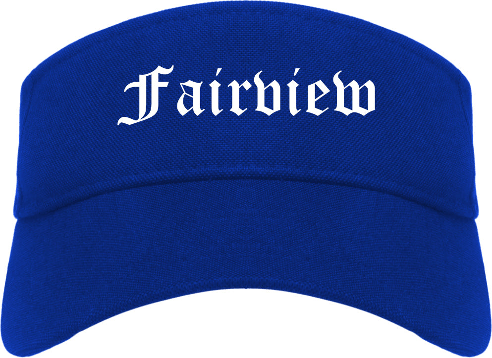 Fairview Texas TX Old English Mens Visor Cap Hat Royal Blue