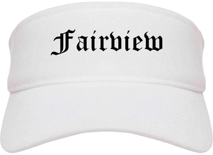 Fairview Texas TX Old English Mens Visor Cap Hat White