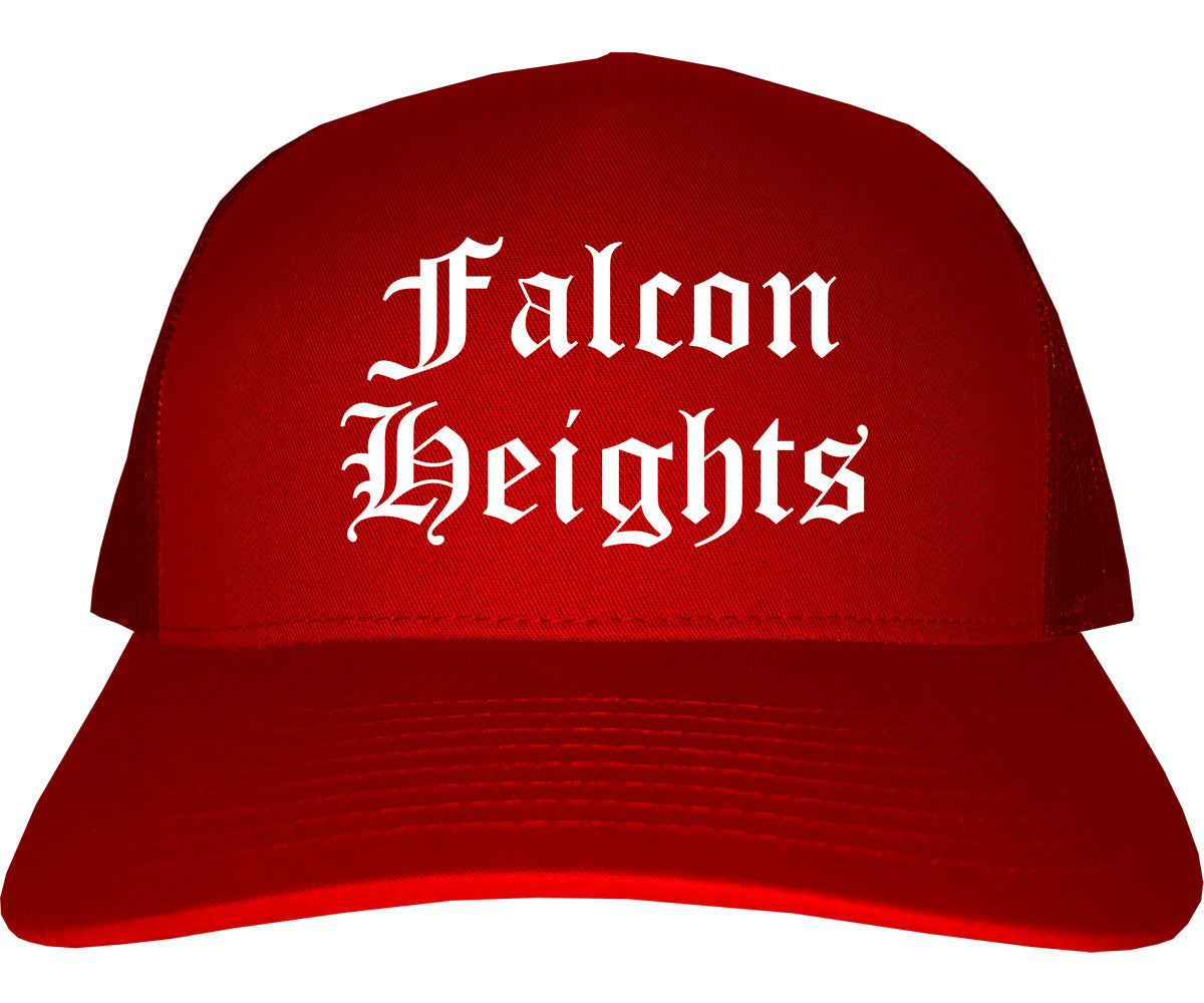 Falcon Heights Minnesota MN Old English Mens Trucker Hat Cap Red
