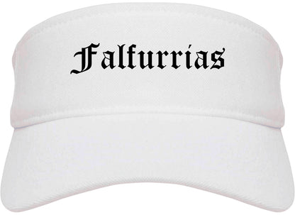 Falfurrias Texas TX Old English Mens Visor Cap Hat White