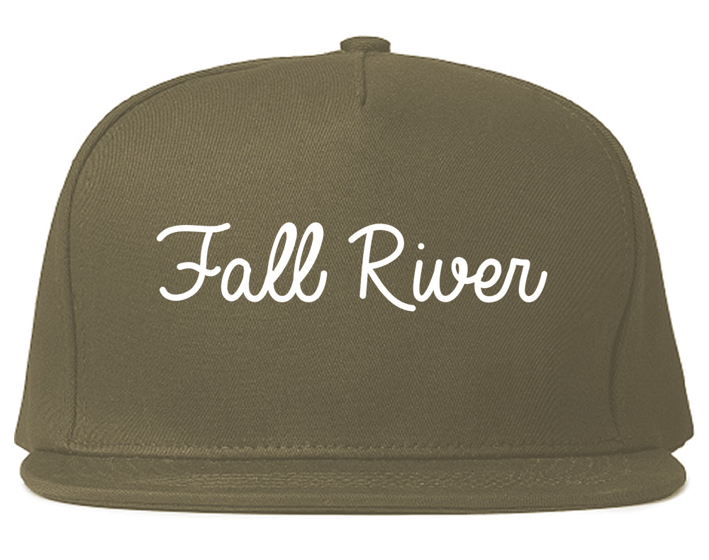 Fall River Massachusetts MA Script Mens Snapback Hat Grey