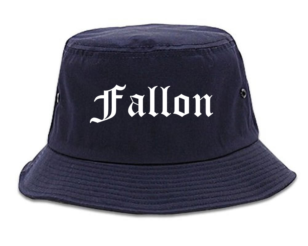 Fallon Nevada NV Old English Mens Bucket Hat Navy Blue
