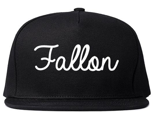 Fallon Nevada NV Script Mens Snapback Hat Black