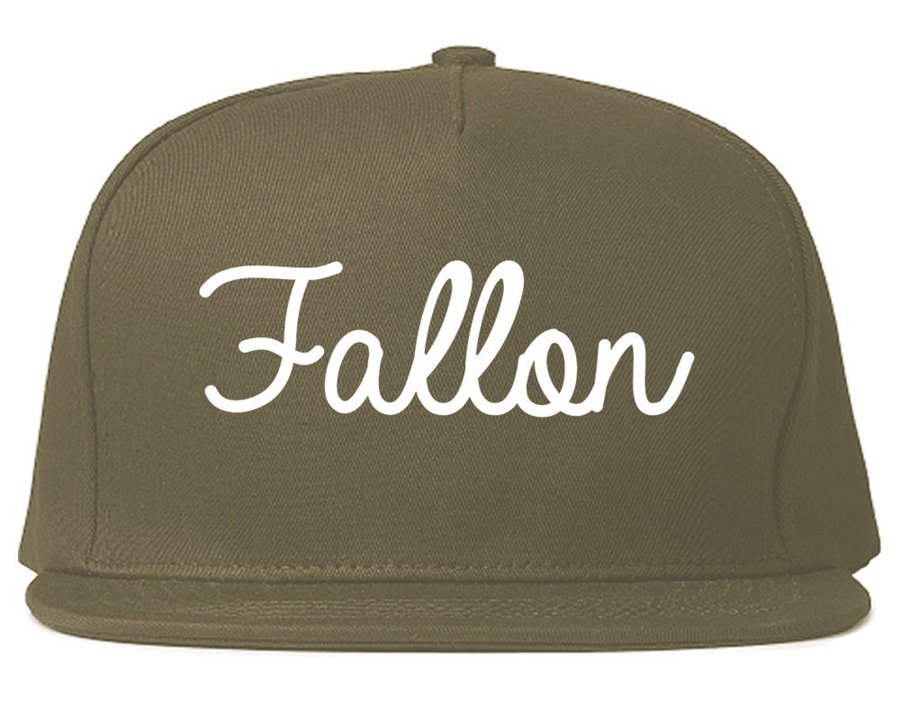 Fallon Nevada NV Script Mens Snapback Hat Grey