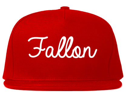 Fallon Nevada NV Script Mens Snapback Hat Red