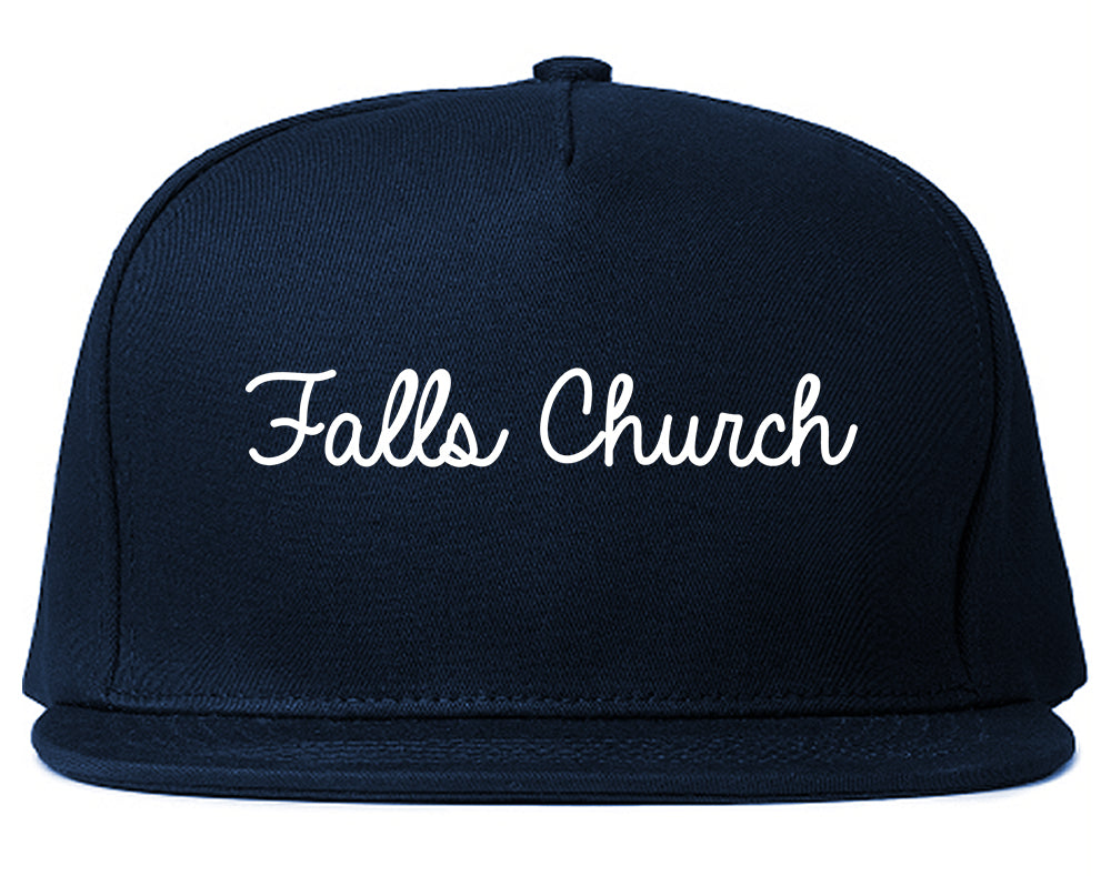 Falls Church Virginia VA Script Mens Snapback Hat Navy Blue