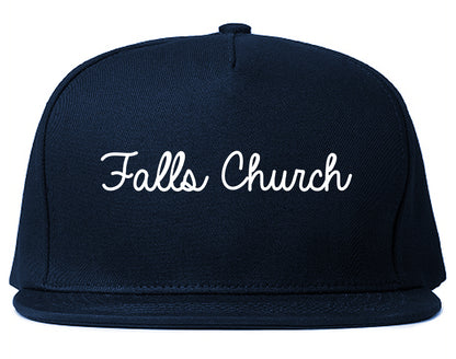 Falls Church Virginia VA Script Mens Snapback Hat Navy Blue