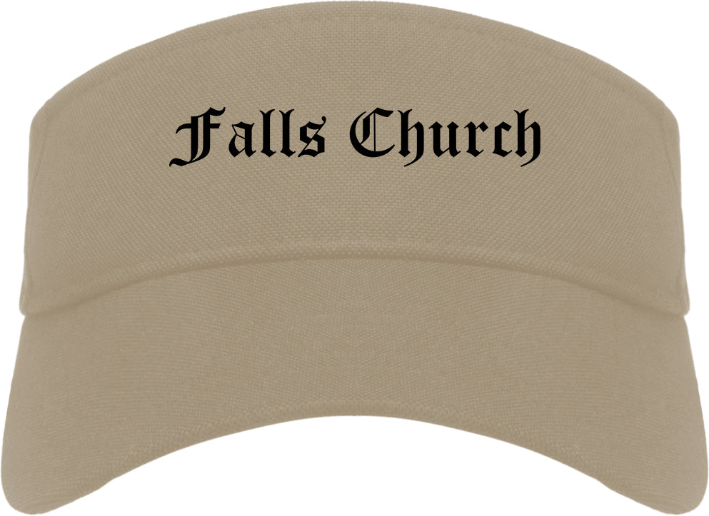 Falls Church Virginia VA Old English Mens Visor Cap Hat Khaki